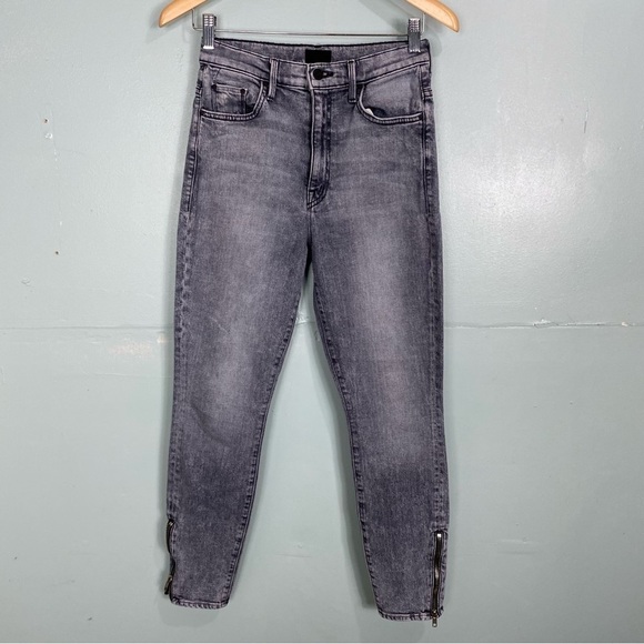MOTHER The Swooner Ankle Zip Static Gray Sz 27 Ankle Zipper - Picture 1 of 8